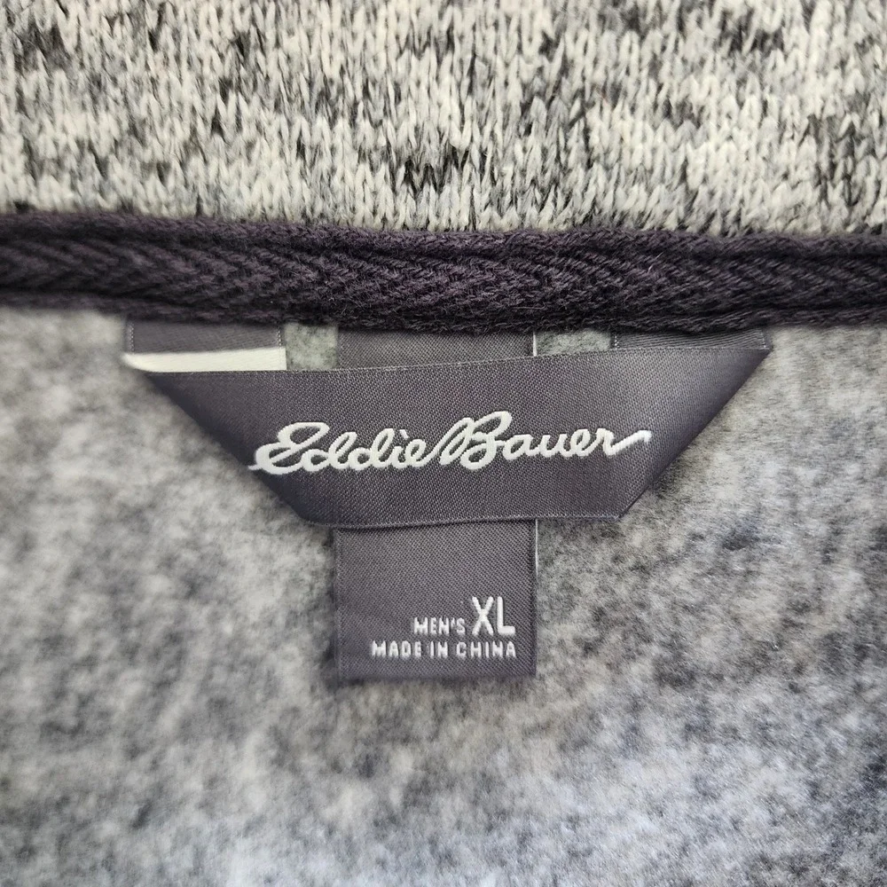 Eddie Bauer Heathered Grey Radiator Fleece Pullover 1/4 Snap Sweater Men size XL
